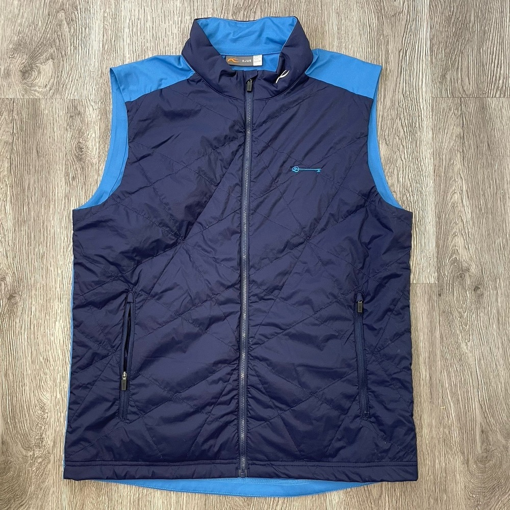 Kjus Vest Mens Large Blue 52L Retention Full Zip Windbreaker Golf Performance